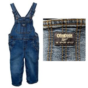 OshKosh BGosh Overalls Kids Size 18M Vestbak Blue Denim Toddler USA EUC Unisex